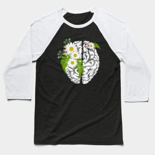 Brain human anatomy, floral, apricot blond roses, mental Baseball T-Shirt